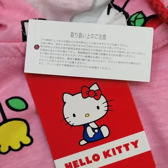 Hello-Kitty Sanrio Zip Hoodie Jacket Womens L/XL 21x27 Pink AOP Lightweight - Picture 12 of 14